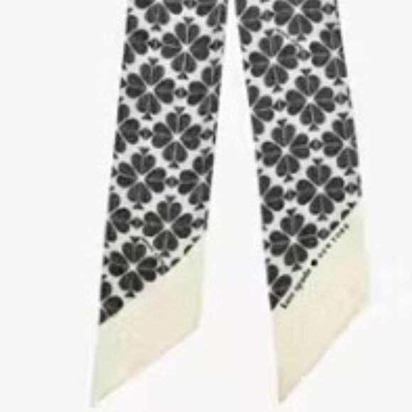 KATE SPADE Textured Spade Flower Skinny Scarf in Black/Cream - Picture 3 of 3